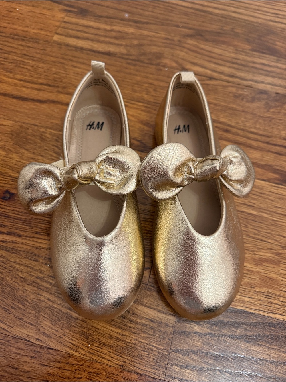 H&M Metallic Gold Girls Bow Flats